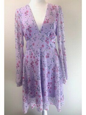Double Crazy Mini Dress Women Medium Fit and Flair Bell Sleeves Whimsy Fairycore